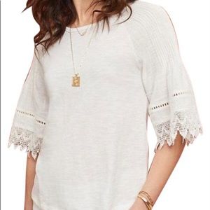 Anthropologie | Eri + Ali | Boho Lace Peasant Sleeve Top Size S